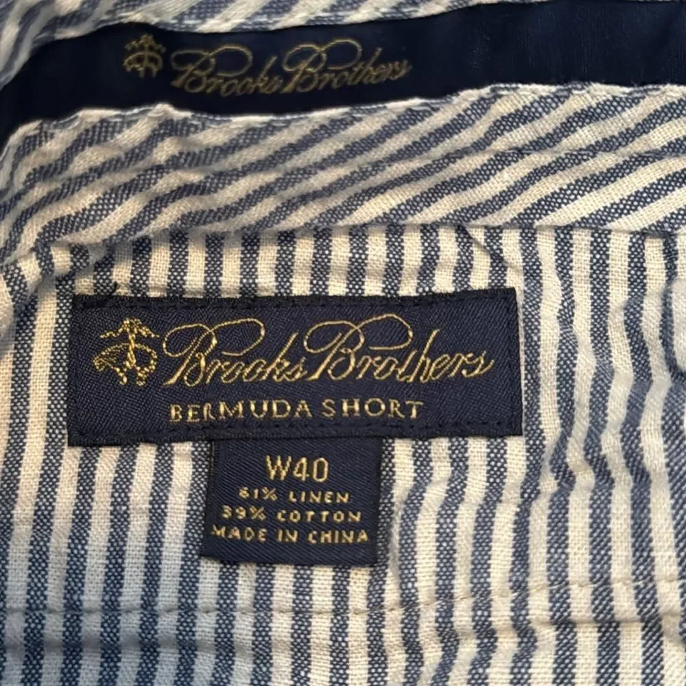 Brooks Brothers Mens Linen Blend Chino Flat Front Plaid Casual Pockets